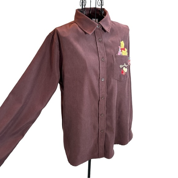 Vintage Disney Winnie the Pooh Piglet Bee Real Button Down Shirt Maroon Medium - Picture 2 of 16